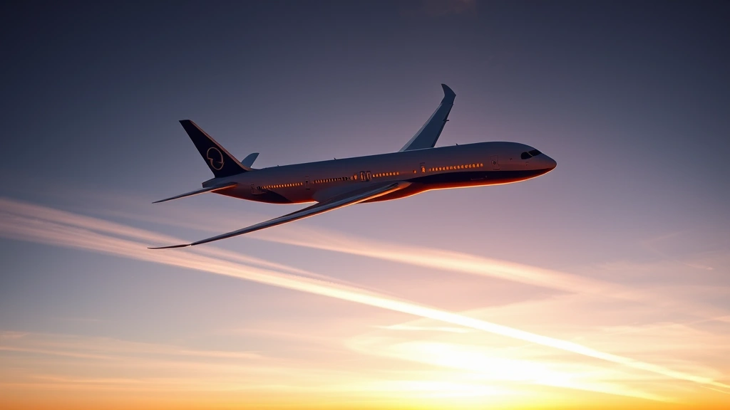 Modern Boeing 787 Dreamliner cruising over the Pacific Ocean at sunset with contrails visible, showing the aircraft's distinctive window design and sleek fuselage against golden hour lighting