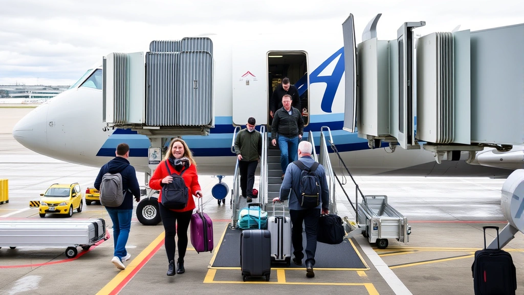 Passengers boarding Alaska Airlines aircraft at gate, modern jet bridge, travelers with carry-on luggage, professional airport environment