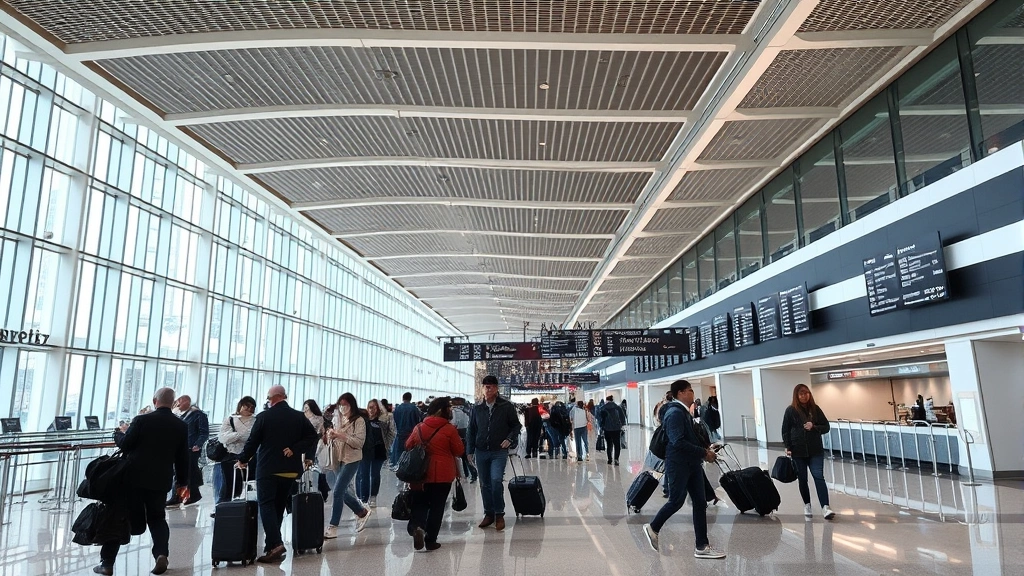 Tokyo Haneda Airport modern terminal building interior with travelers with luggage, international departure hall with flight information displays, bustling travel scene