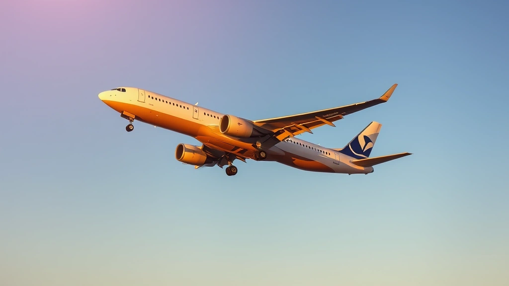 Modern commercial aircraft taking off from Dallas-Fort Worth airport at sunrise, clear blue sky, jet engines visible, dynamic motion captured