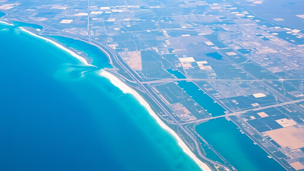 Aerial photograph of Florida coastline between Pensacola and Orlando showing I-10 highway corridor, Gulf of Mexico, landscape transition from panhandle to central Florida